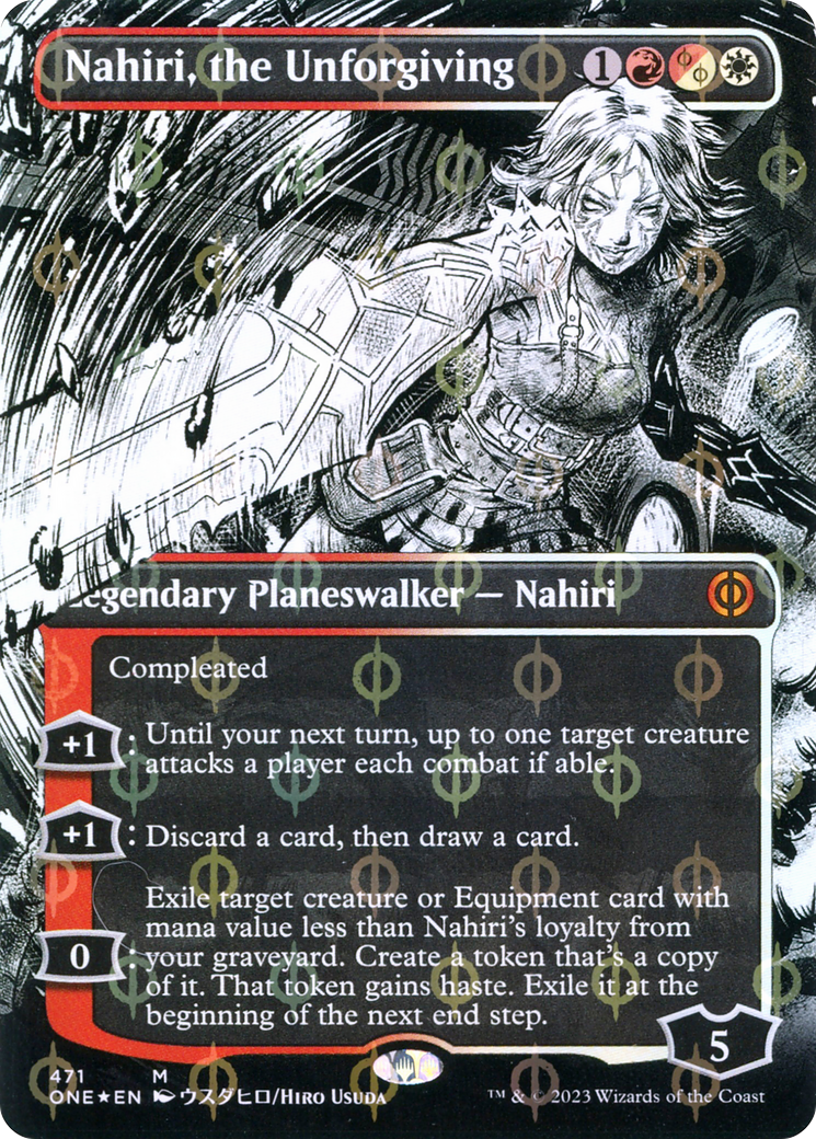Nahiri, the Unforgiving (Borderless Manga Step-and-Compleat Foil) [Phyrexia: All Will Be One] | Red Riot Games CA