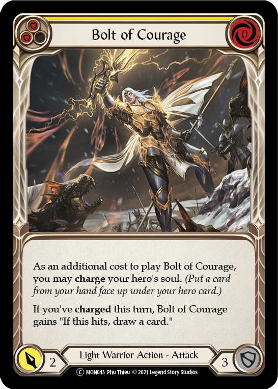 Bolt of Courage (Yellow) [U-MON043-RF] (Monarch Unlimited)  Unlimited Rainbow Foil | Red Riot Games CA